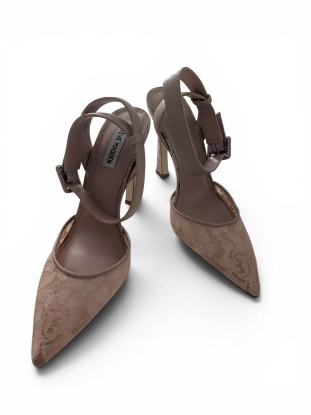 Steve Madden Lace Slingback Heels Size 9 Tan/Mauve EUC - Picture 2 of 7